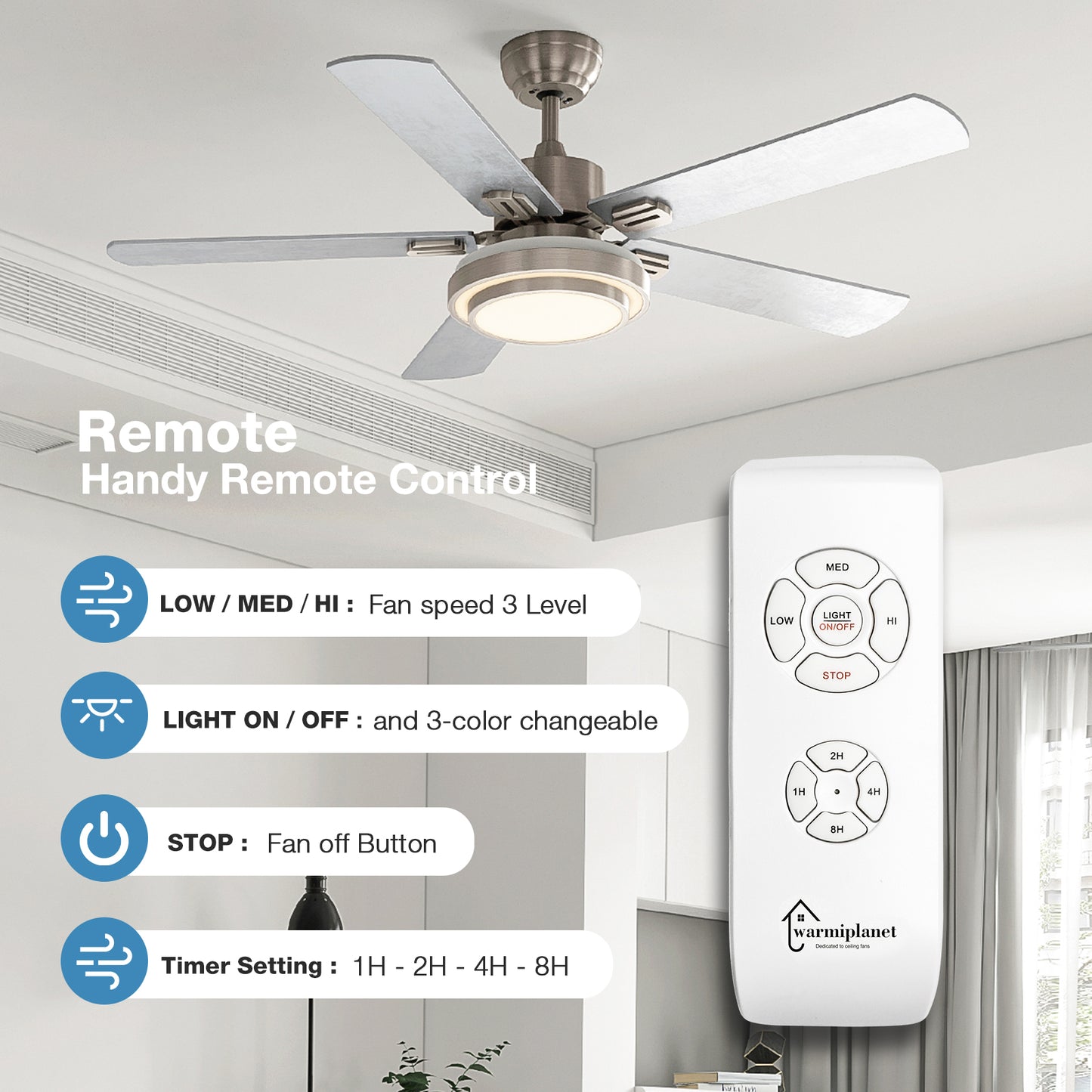 warmiplanet 52" Carter Ceiling Fan (WICF03)
