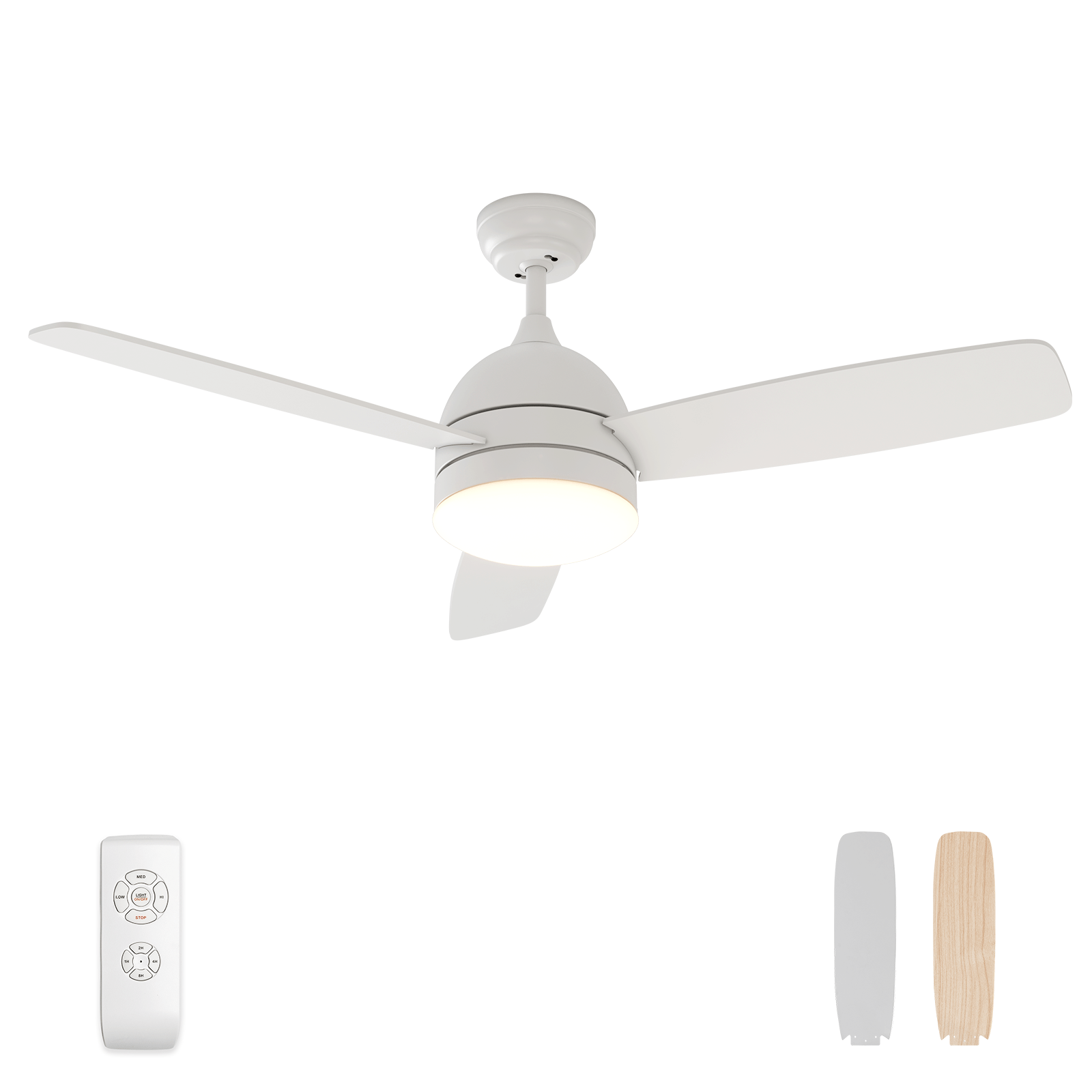 Warmiplanet WICF01 48-inch white three-blade ceiling fan with light and remote