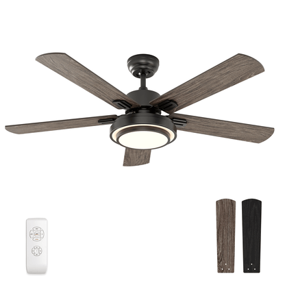 Warmiplanet WICF03 52-inch black five-blade ceiling fan with light and remote