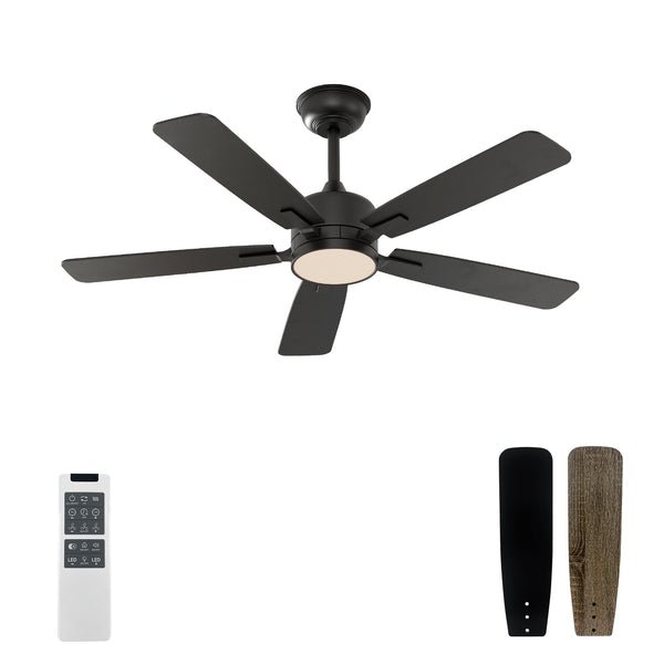 warmiplanet 62 Inch Indoor Ceiling Fans with Lights and Remote Control, DC Slient Motor, Dimmable, Reversible, Timmer, 3 CCT, Black