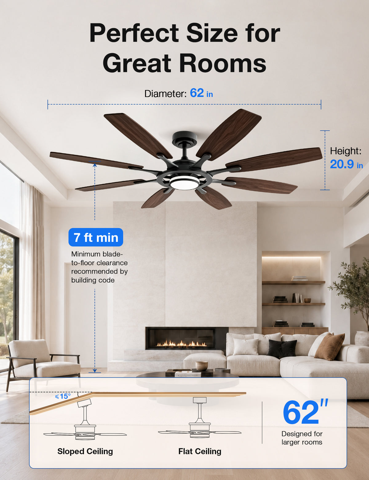 62-Inch RGB Ceiling Fan - WF02