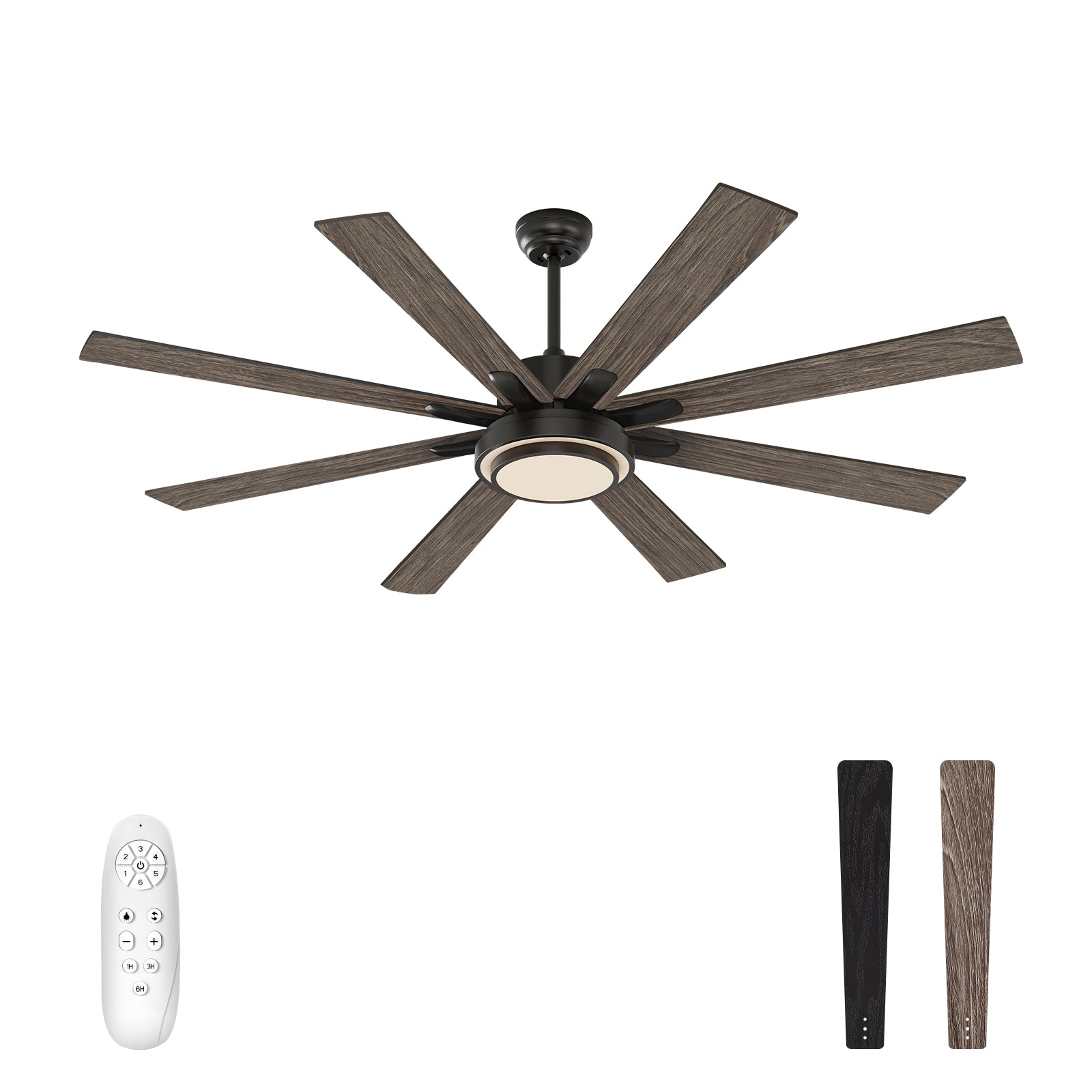 warmiplanet Ceiling Fan with Lights Remote Control, 62 Inch, DC Motor, 8 Blades (Black) Visit the warmiplanet Store