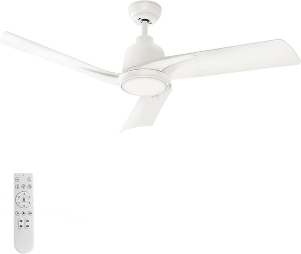 warmiplanet 52 Inch Indoor Ceiling Fans with Lights and Remote Control, DC Slient Motor, Dimmable, Reversible, Timmer, 3 CCT, White