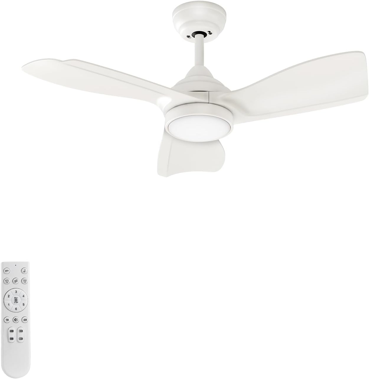 warmiplanet 30 Inch Indoor Ceiling Fans with Lights and Remote Control, DC Slient Motor, Dimmable, Reversible, Timmer, 3 CCT, White