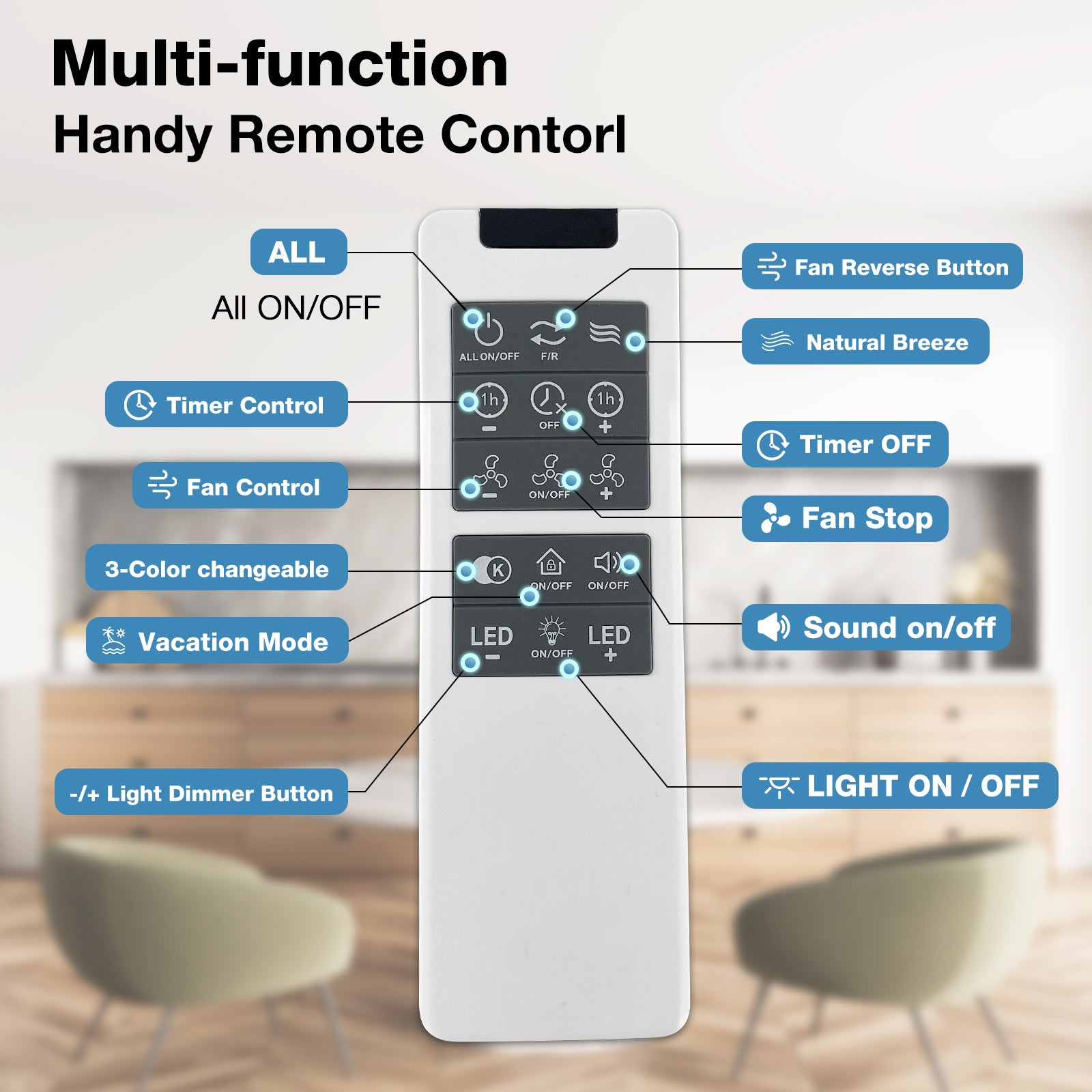 warmiplanet Ceiling Fan with Lights Remote Control,42 inch,(WICF17-1)