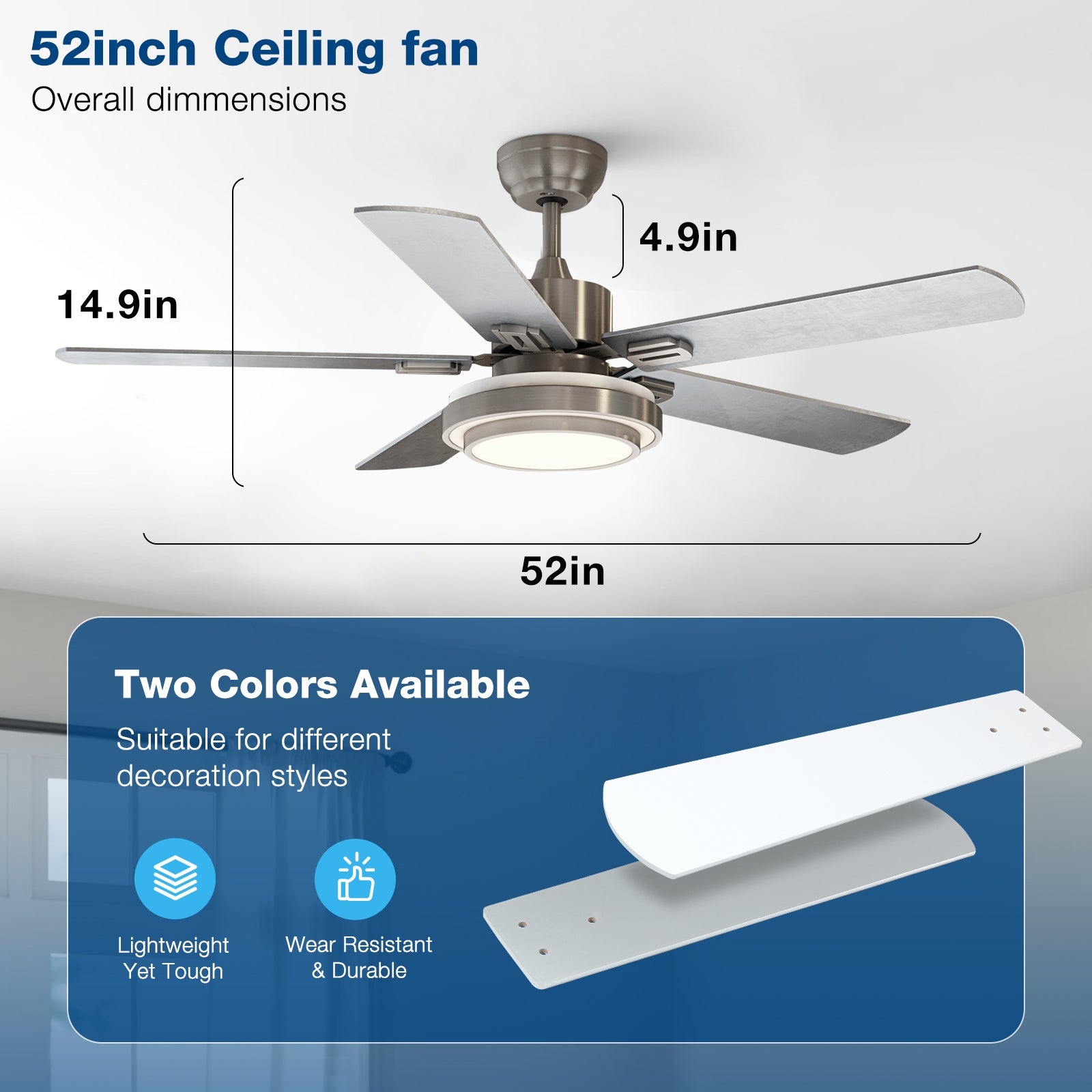 52” Carter Ceiling Fan (WICF03）