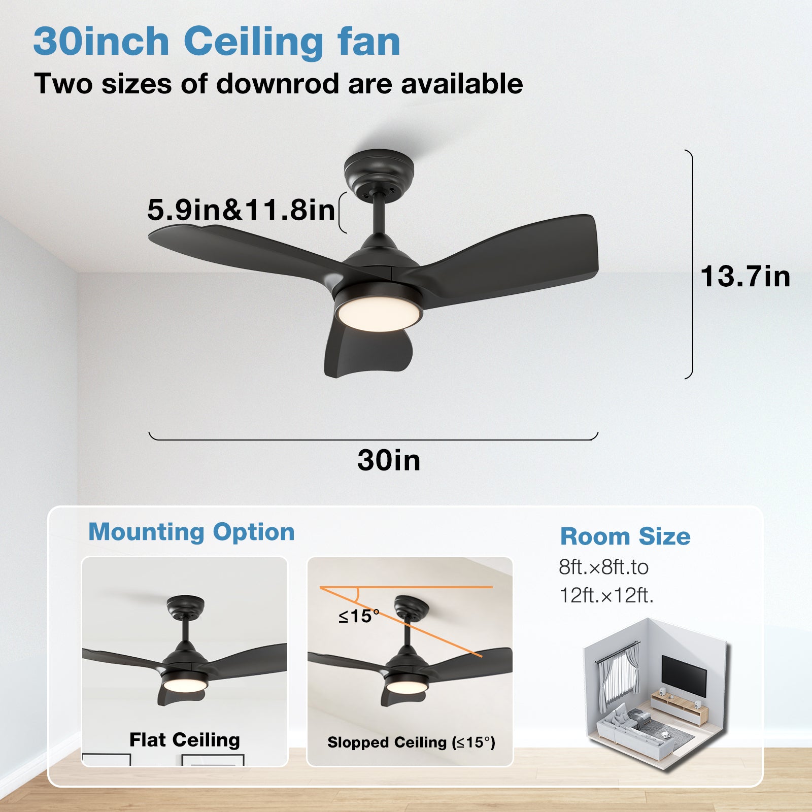 warmiplanet 30 Inch Indoor Ceiling Fans with Lights(WICF20)