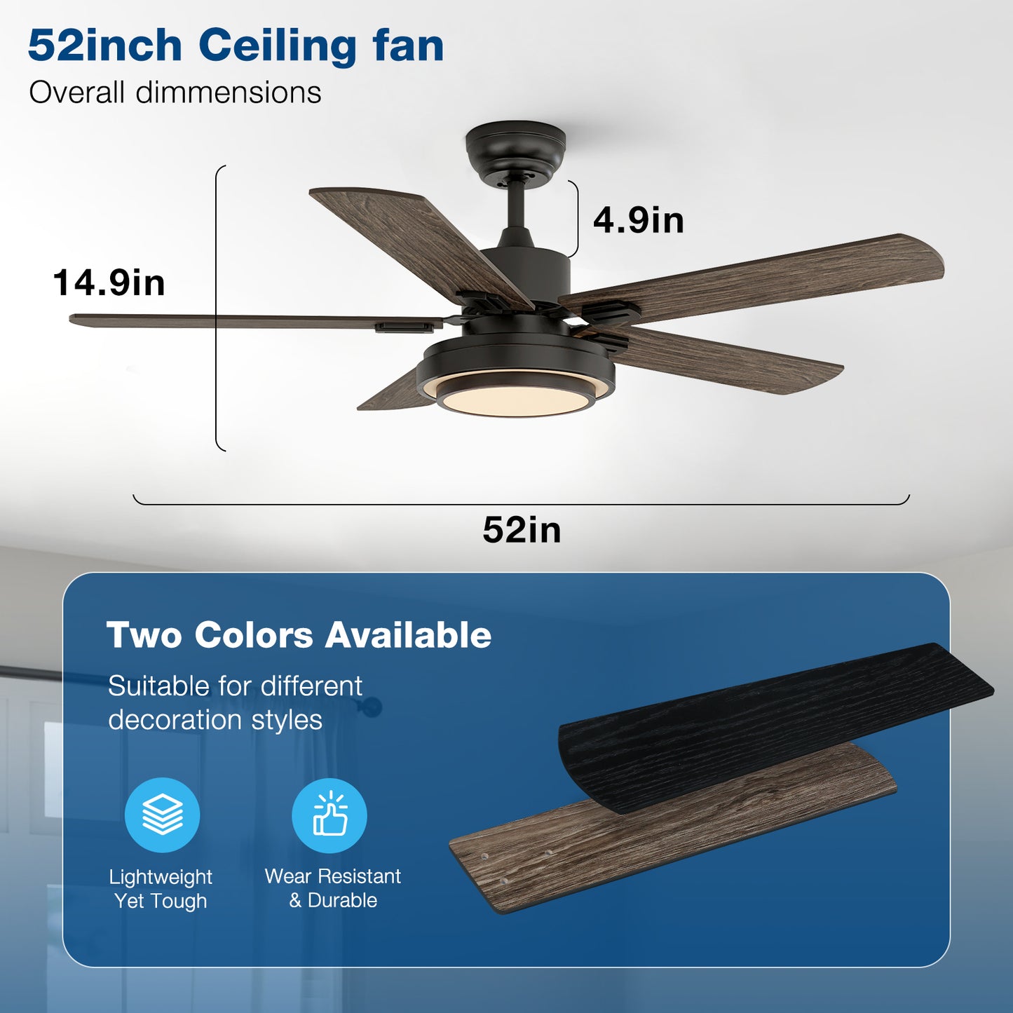 warmiplanet 52" Carter Ceiling Fan (WICF03-1)