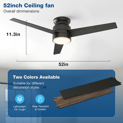 warmiplanet 52" Noble Flush Mount Ceiling Fan (WICF06-1)
