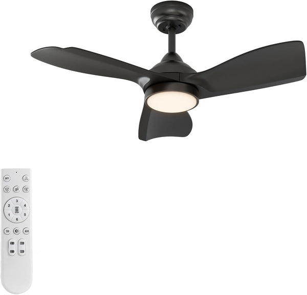 warmiplanet 30 Inch Indoor Ceiling Fans with Lights and Remote Control, DC Slient Motor, Dimmable, Reversible, Timmer, 3 CCT, Black