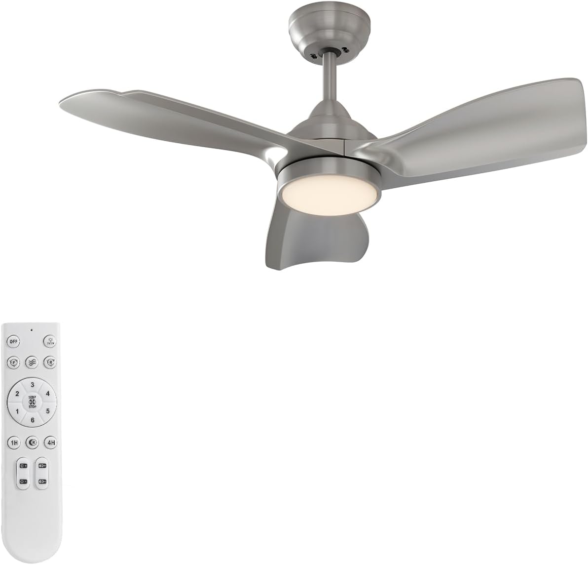 warmiplanet Ceiling Fan with Lights Remote Control, 30-Inch, Nickel, 3 Blades