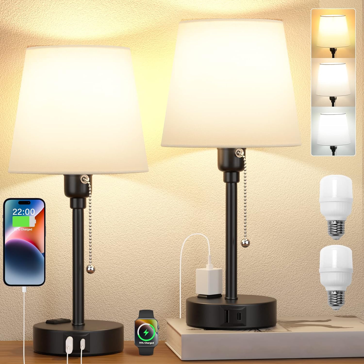 3 Color Modes Bedside Lamps