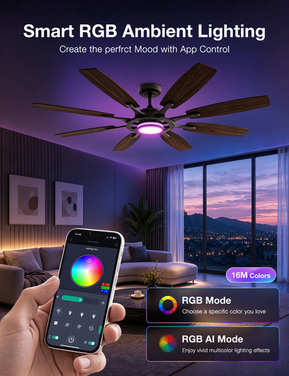62-Inch RGB Ceiling Fan - WF02