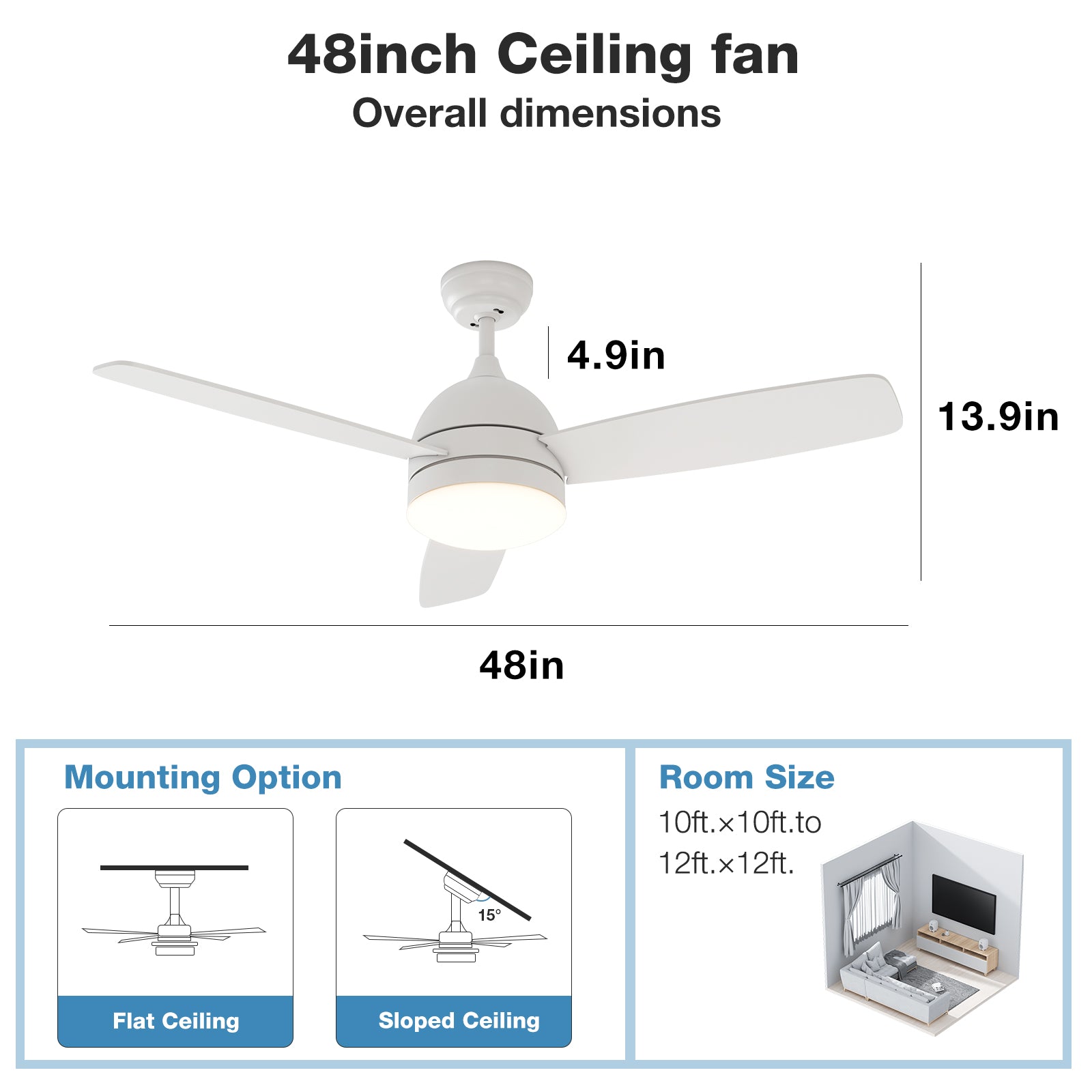 48” Breeze Ceiling Fan（White）