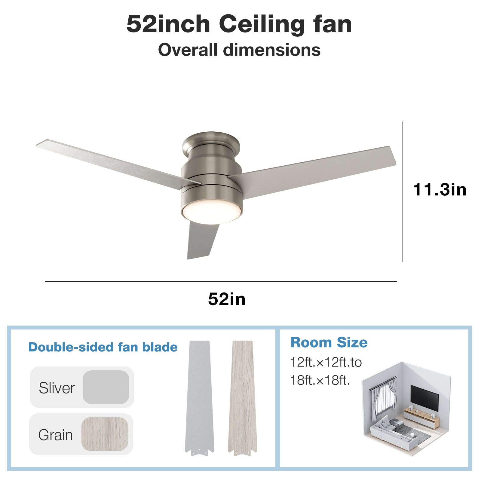 52" Noble Ceiling Fan (Brushed Nicke)