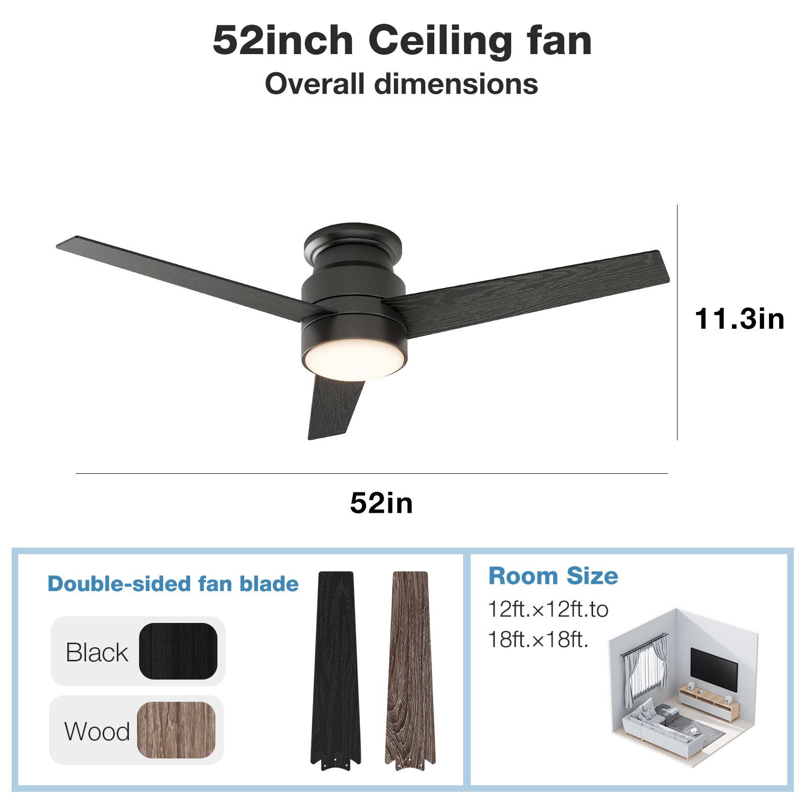 52" Noble Ceiling Fan (Black)