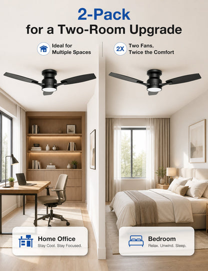 Warmiplanet black ceiling fan 2 pack for home office and bedroom