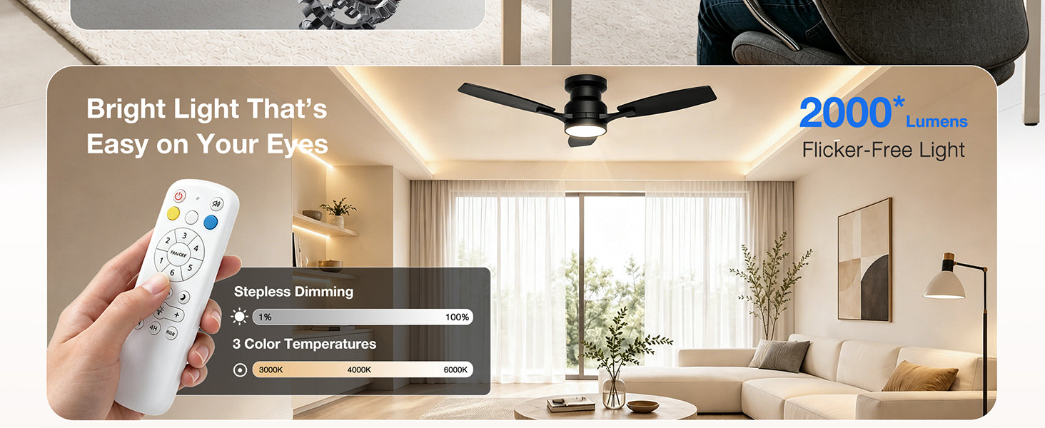Warmiplanet black ceiling fan with dimmable LED light