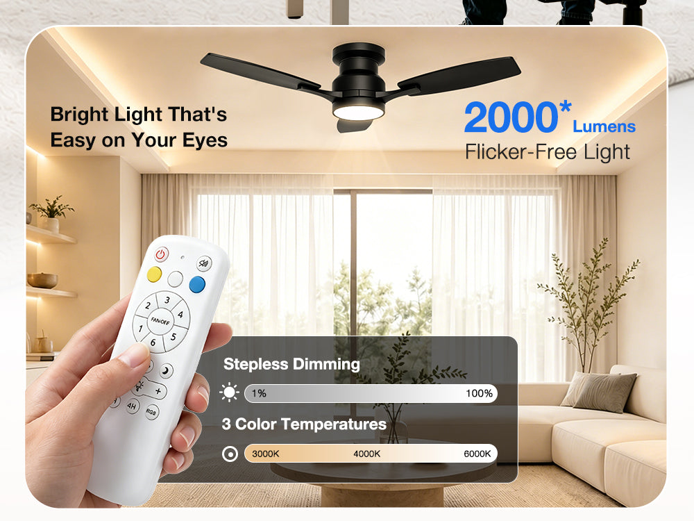 Warmiplanet black ceiling fan with dimmable LED light