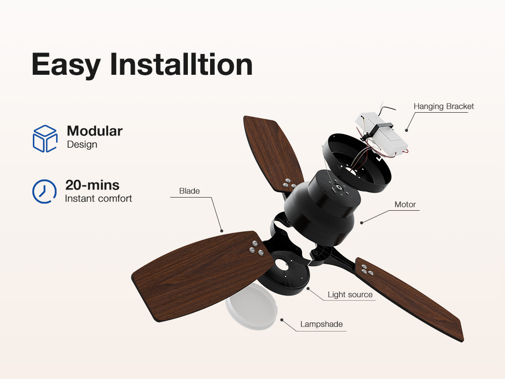 Warmiplanet black flush mount ceiling fan easy installation