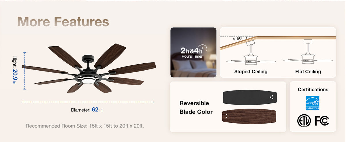 62-Inch RGB Ceiling Fan - WF02