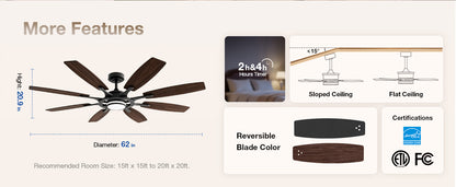 62-Inch RGB Ceiling Fan - WF02