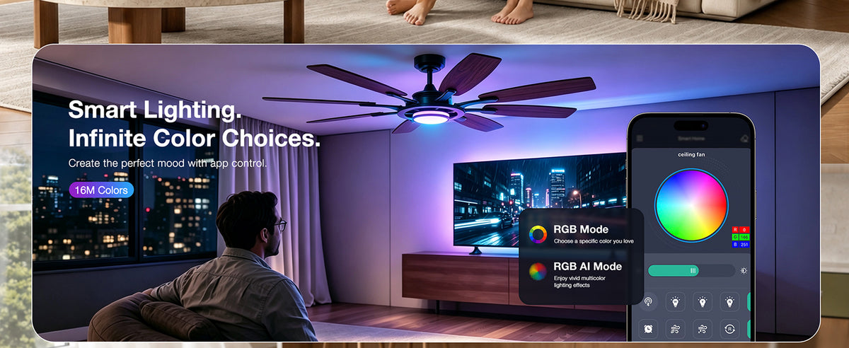 62-Inch RGB Ceiling Fan - WF02